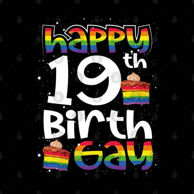 Gay Lesbian Pride Rainbow Flag LGBTQ 19TH Birthday Birthgay by BonnaVida