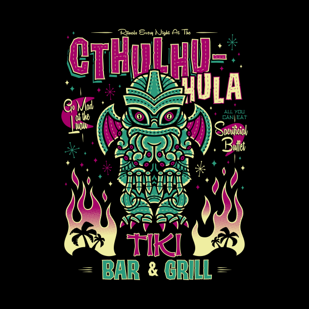 Cthulhu Hula Tiki Bar - Creepy Cute Lovecraft Monster - Hawaii Island Vacation by Nemons