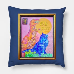 Rainbow Dinosaur Cat Coloring Book Collage Framed Art Ok Purr Y2K Design Pillow