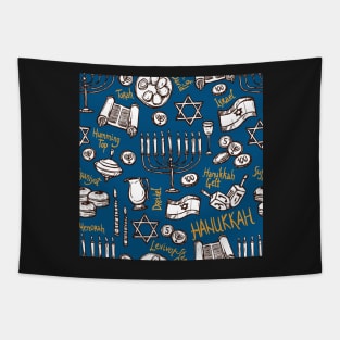 Happy Hanukkah Pattern Tapestry