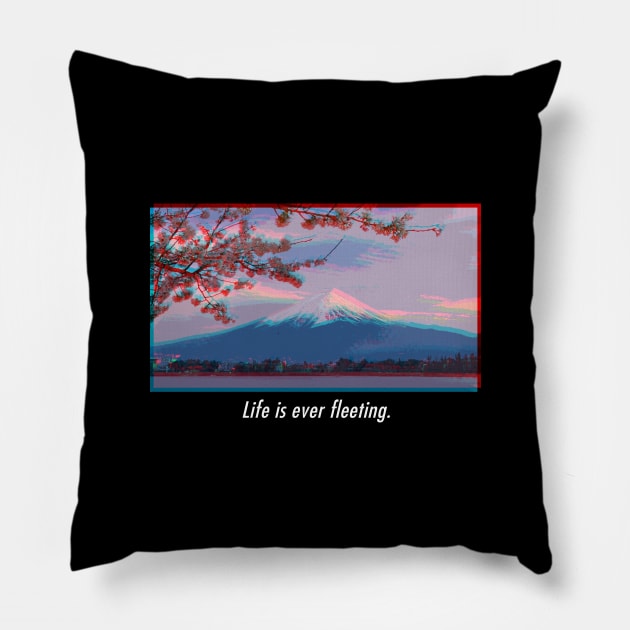 Life is ever fleeting, Japanese Aesthetic Pillow by giovanniiiii