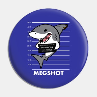 Funny Cute Mean Prehistoric Predator Shark Megalodon Summer Mugshot Cartoon Pin