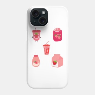 Pink aesthetic cute kawaii strawberry pack Phone Case