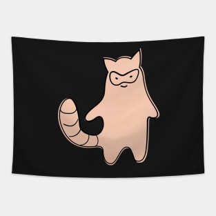 Cute Silly Simple Minimalist Pastel Orange Racoon White Pattern Tapestry