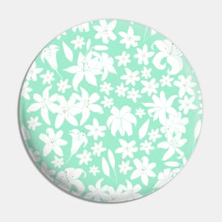 Lily Flowers Pattern in Mint Pin