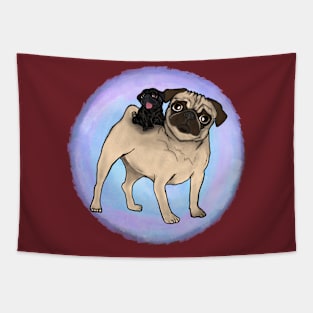 Puggyback Pals (reversed colors) Tapestry