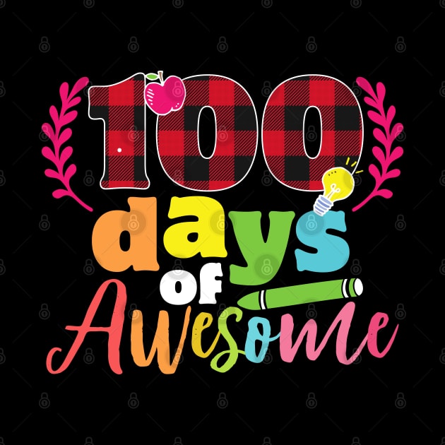 100 days of awesome red plaid 100th day of school gift by BadDesignCo