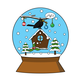 Snow Globe with Blackbird Singing T-Shirt