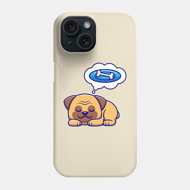 Cute Pug Dog Dream Bone Cartoon Phone Case by Catalyst Labs