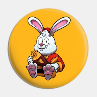 Cute Rabbit Holding Golden Fish Pin