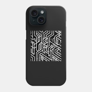 Trippy black and white cyberpunk electronic pattern Phone Case