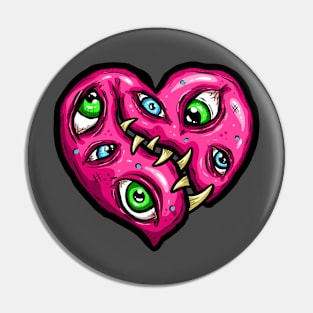 Zombie Heart Eyeball Jack Pink Valentines Day Pin