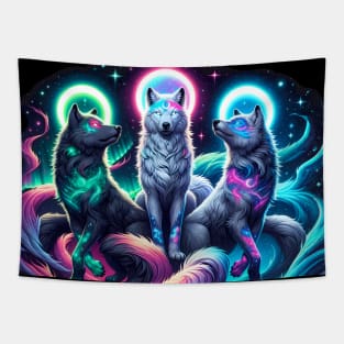 Three Cosmic Wolves Tapestry