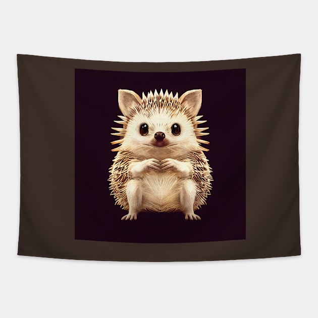 Cute Hedgehog Sepia Illustration Tapestry by Geminiartstudio