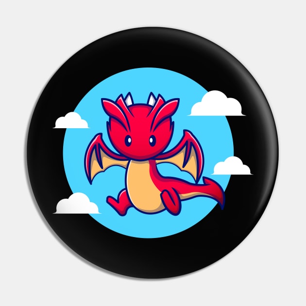 Cute Dragon Flying Cartoon Pin by Catalyst Labs