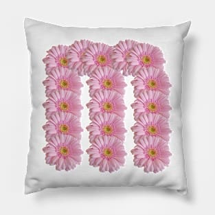 Letter m Pink Gerbera Daisy Pillow