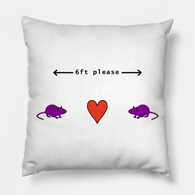 Rats say Keep Your Distance For Now Please Pillow by ellenhenryart