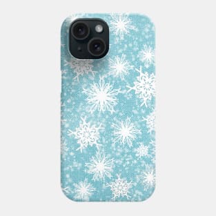 Sparkle Snowflake Pattern Design in Pastel Blue Background Phone Case