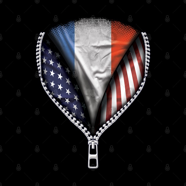 French Flag  France Flag American Flag Zip Down - Gift for French From France by Country Flags