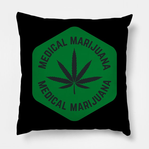 Medical Marihuana Badge Pillow by CryptoTextile