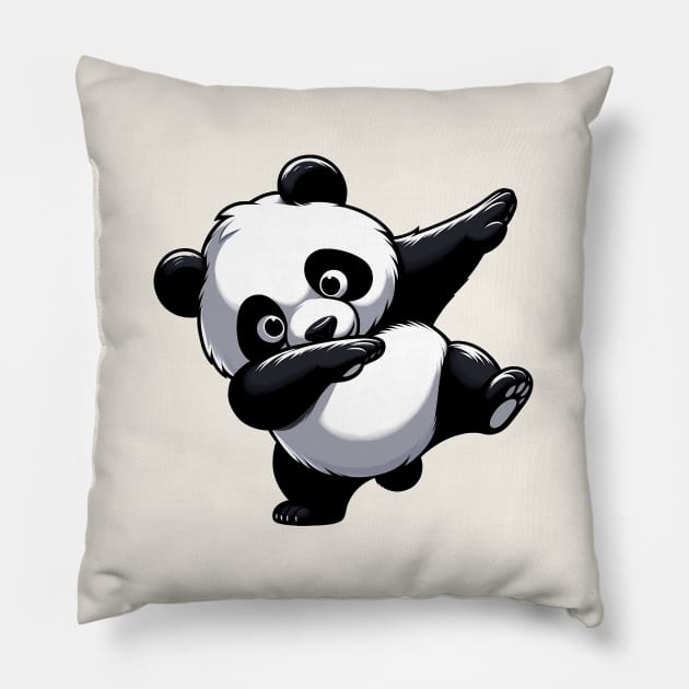 Dabbing Panda Funny Pillow by Nessanya