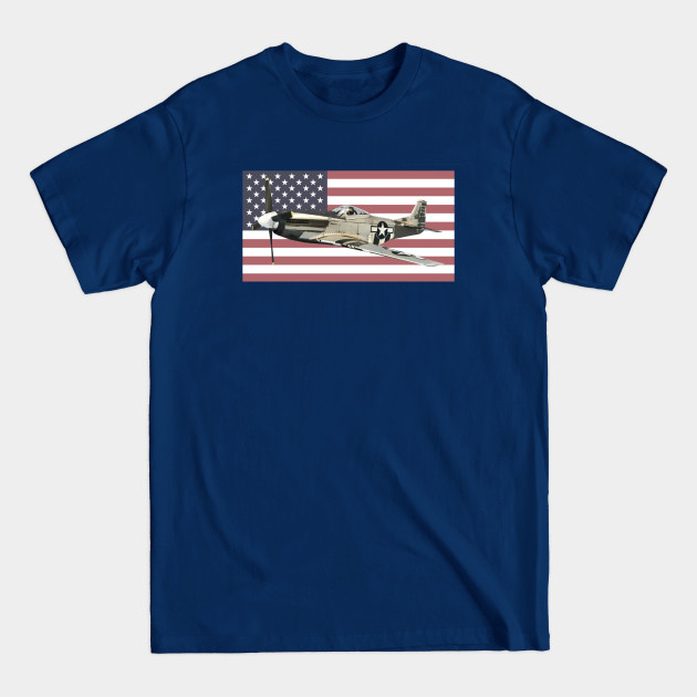 Disover P-51 Mustang US American Flag WW2 WWII Plane - P 51 Mustang - T-Shirt