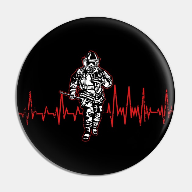 Heartbeat Firefighter Firemen Pin by Shirtbubble