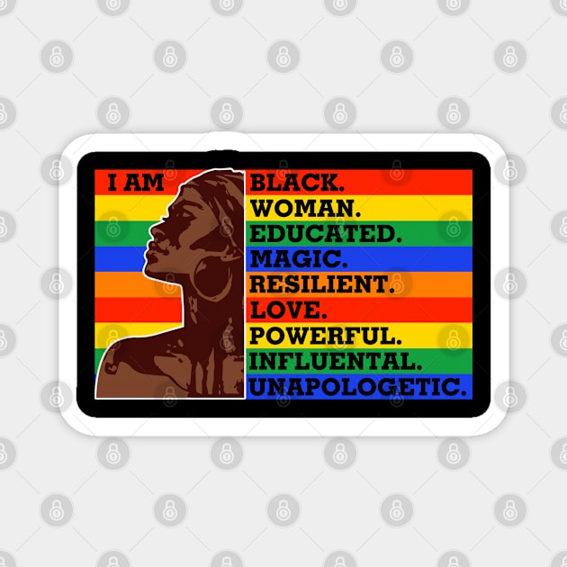 I am a black woman, Black Queen, Black Girl Magic Magnet by UrbanLifeApparel