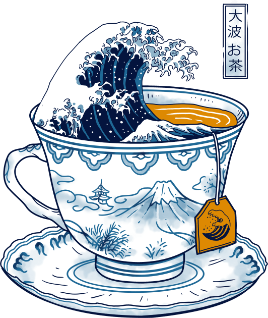 Great Tea Wave Back Print Kids T-Shirt by Vincent Trinidad Art