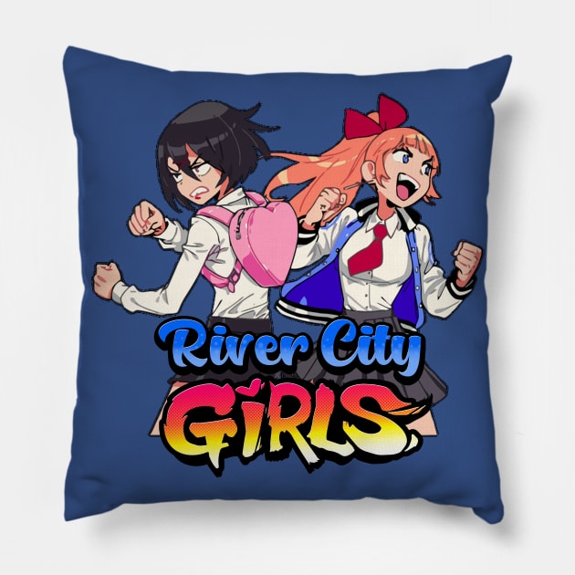 River City Girls: Misako and Kyoko w/ Logo Pillow by MrDelta