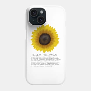 Yellow Sunflower Genus and Description Print Phone Case