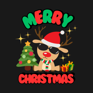 Funny Merry Christmas Cute Reindeer T-Shirt