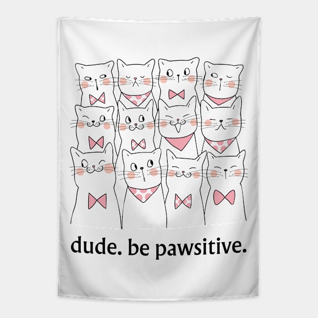 Cute Cat tee, Pet Lovers Gift, Positive Vibe Shirt Tapestry by SailorDesign