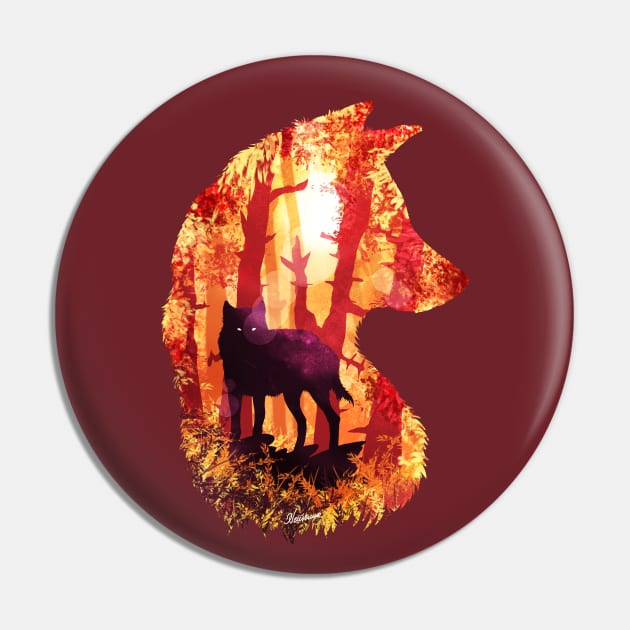 Evening Solace Wolf Pin by DVerissimo