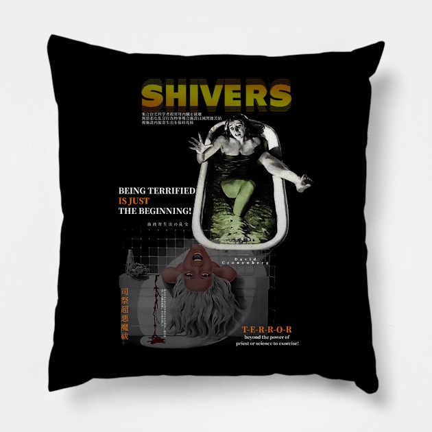 Shivers - A David Cronenberg Film Pillow by Chairrera