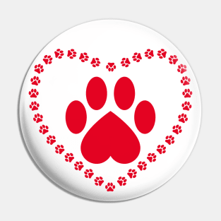 Red Heart Shaped Animal Paw Pin