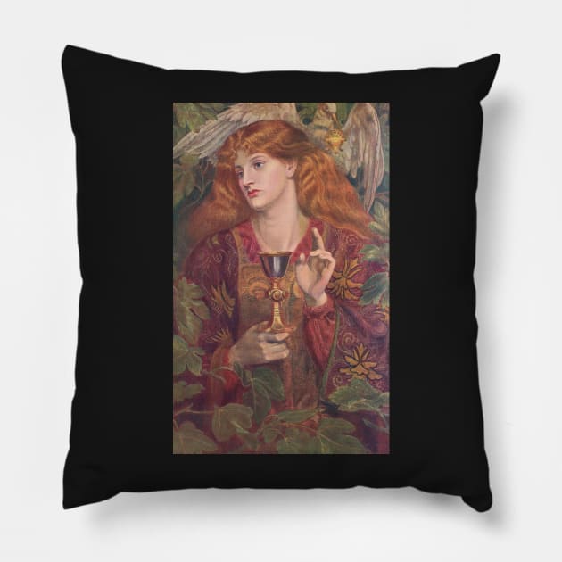The Damsel of the Sanct Grael, (Holy Grail) by Dante Gabriel Rossetti (1828-1882) Pillow by artfromthepast