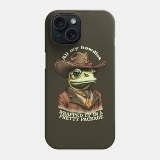 Vintage funny animal cowboy frog howdy western lingo Phone Case