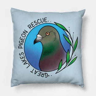 Great Lakes Pigeon Rescue Logo - Black Letters Pillow