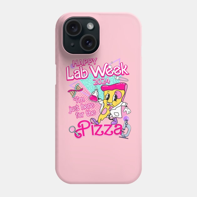 Retro Lab Week 2024, I'm Just Here For The Pizza, Medical Lab Tech, Medical Assistant, Lab Week Group Team Phone Case by kumikoatara