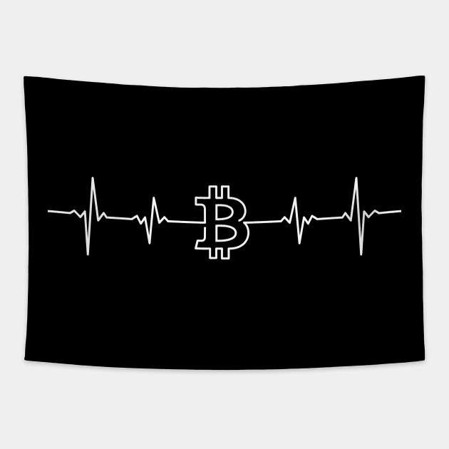 Bitcoin BTC in my heart (pulse blockchain crypto mining) Tapestry by KATTTYKATTT