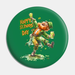 Happy St. Paddys Day Leprechaun For Leaf Clover shamrocks Green Beer St Patrick's Day Pin