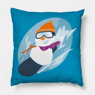 Snowman Snowboarding Pillow