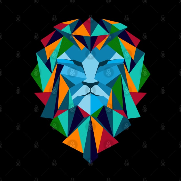 Lion Polygon Colorful Face by TeesHood