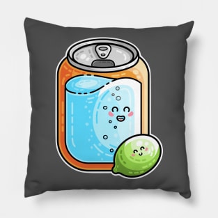 Kawaii Cute Lime and Soda Can Pillow