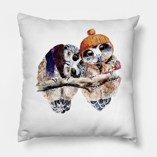 Winter Owls Pillow by annashell