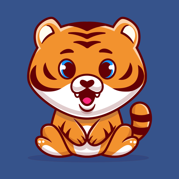 Cute Baby Tiger Sitting Cartoon by Catalyst Labs