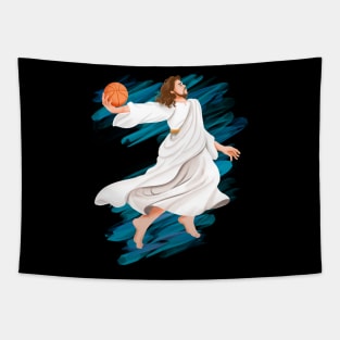 Jesus is playing basket ball Tapestry