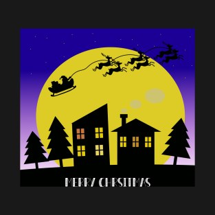 Santa Claus on The sky Night T-Shirt