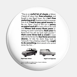 RELIANT REGAL - advert Pin